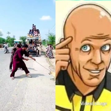 Road Scene and Cartoon Character