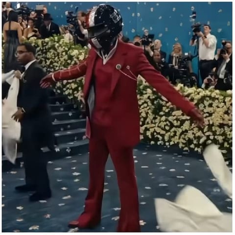 Red Suit in a Decorative Setting
