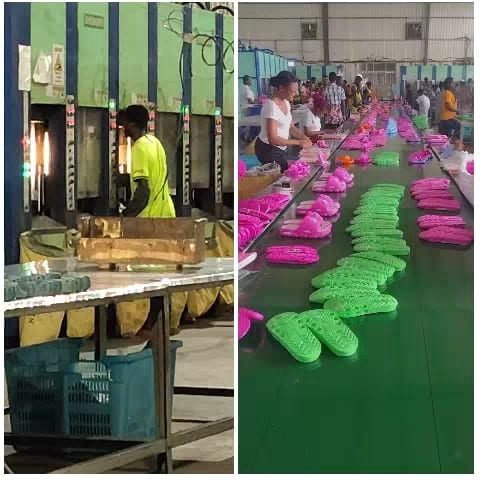Factory Worker and Conveyor Belt