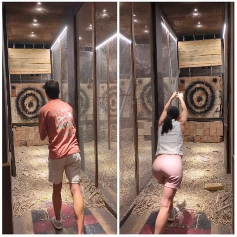Axe Throwing: Man and Woman