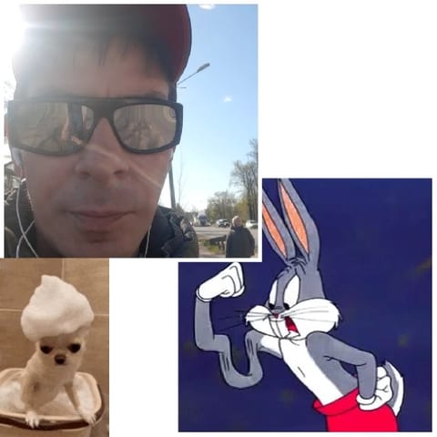 Person, Dog, and Cartoon Character