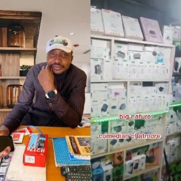 Thoughtful Man and Electronics Shelves