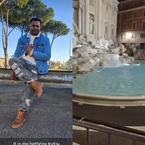 Casual Pose and Famous Fountain