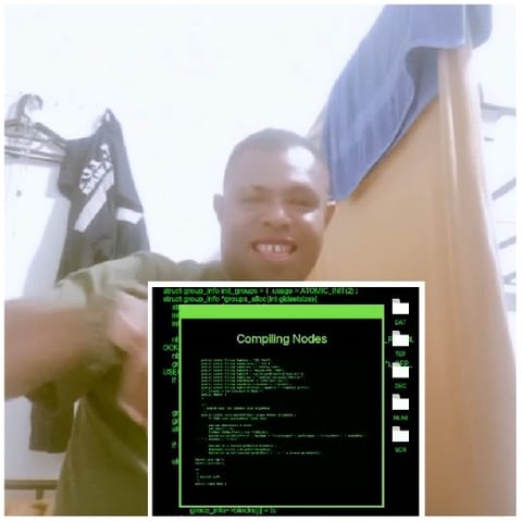 Smiling Person with Digital Code