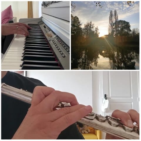 Piano and Scenic Sunset View