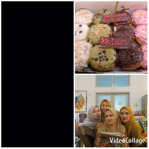 Assorted Donuts and Women Posing
