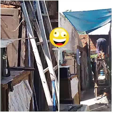Construction Work in Narrow Alleyway