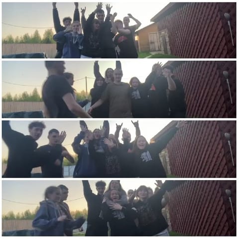 Teenagers Smiling in Backyard