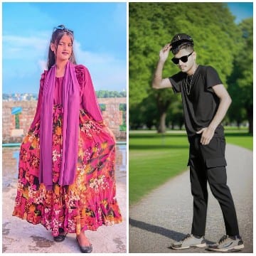 Colorful Dress and Black Outfit Poses