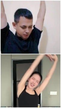 Arms Raised in Indoor Moments