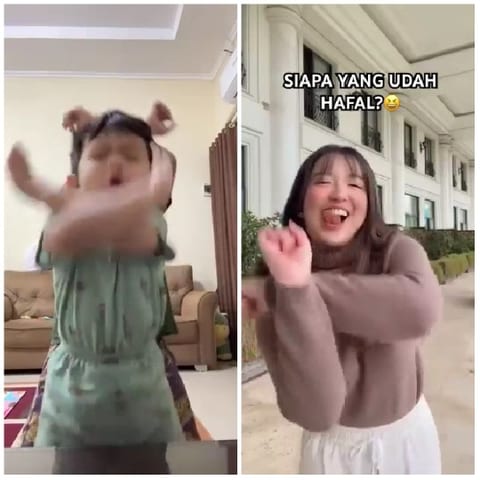 Child Dancing Indoors, Woman Outdoors