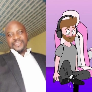 Suit Man and Animated Character