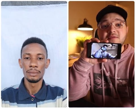 Person with Phone and Portrait