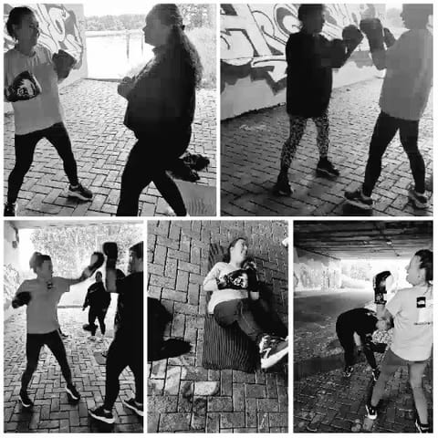 Boxing Practice in Urban Setting