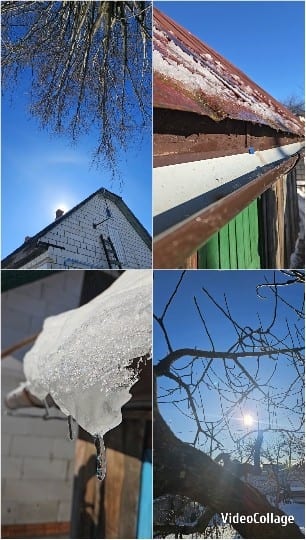 House, Icicles, and Tree Branches