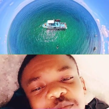 Boat in Ocean with Relaxed Face