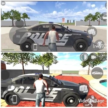 Video Game Scene with Police Car