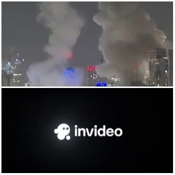 Cityscape at Night with Smoke