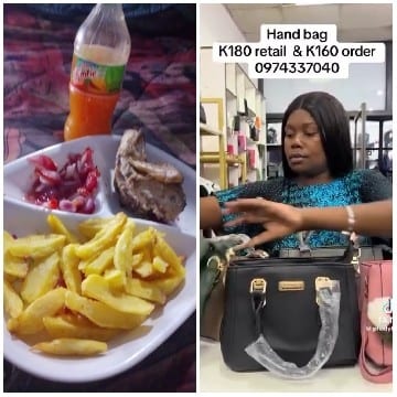 Food Plate and Woman with Handbags