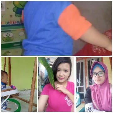 Child, Baby, and Two Women Indoors