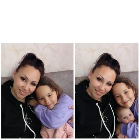 Woman and Children on Couch
