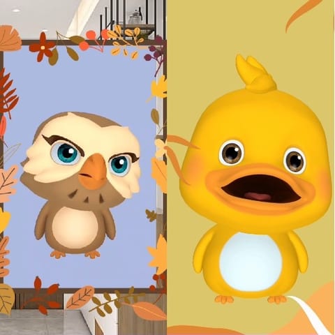 Cartoon Owl and Duck Characters