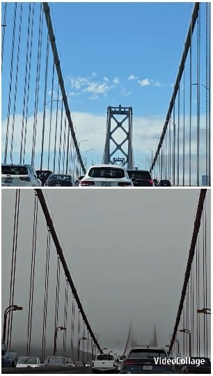 Suspension Bridge in Clear and Fog
