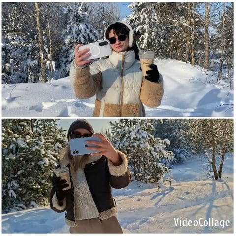 Selfies in Snowy Landscape