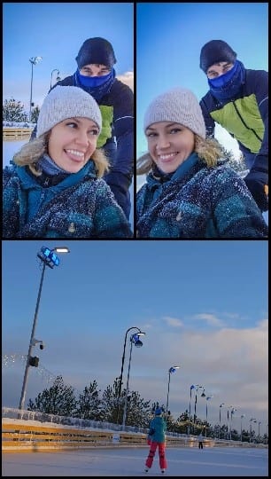 Winter Clothing and Ice Skating Scene