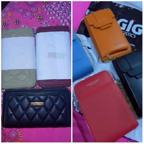 Wallets Displayed on Floral Fabric