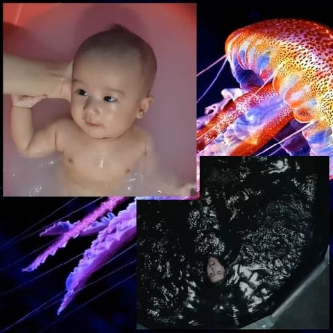 Baby Bathed and Colorful Jellyfish