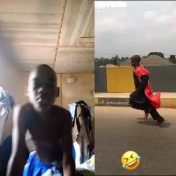 Boy Indoors And Running Outdoors