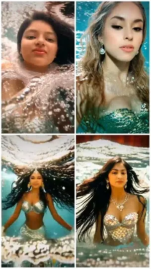 Mermaids Posing Underwater