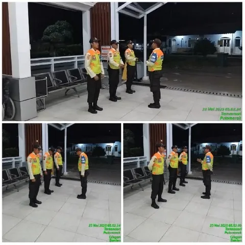 Uniformed Security Personnel at Night