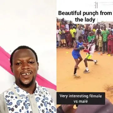 Smiling Individual and Boxing Match