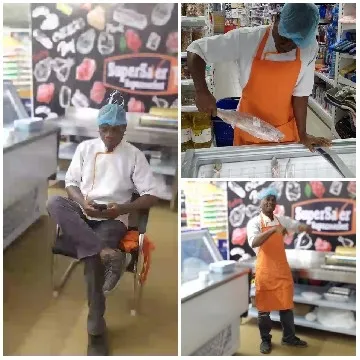 Store Employee Handling Fish