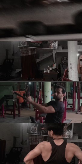 Gym Equipment and Exercising Person