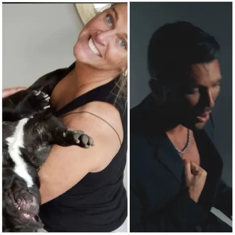 Smiling Woman with Relaxed Dog