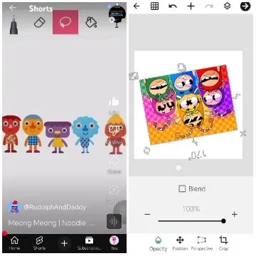 Cartoon Characters and Editing Screen