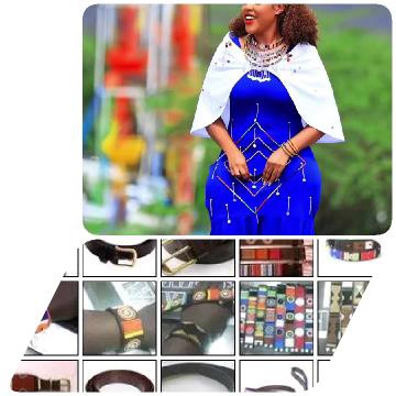 Blue Dress and Colorful Accessories