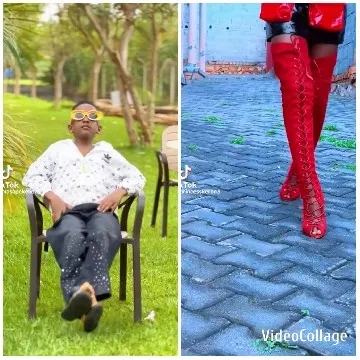 Relaxing in Garden with Knee-High Boots