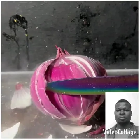 Slicing Red Onion with Colorful Knife
