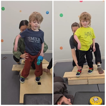 Child on Platform with Adult Support