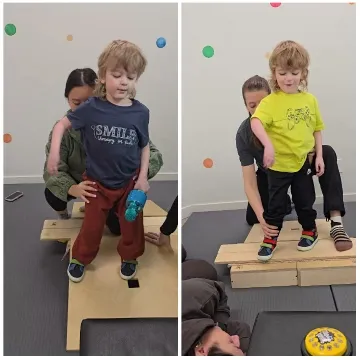 Child on Platform with Adult Support