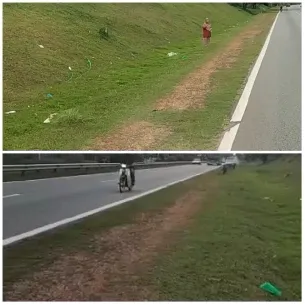 Grassy Roadside and Motorcycle