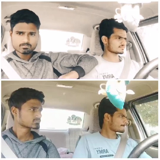 Young Men Seated in Car