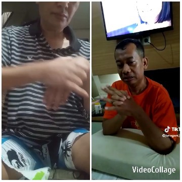 Two People Sitting with Hands