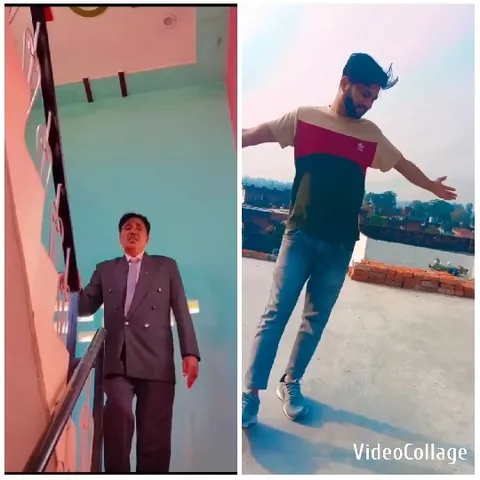 Two Men on Staircase and Rooftop