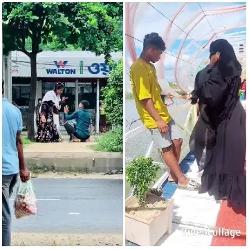 Woman Interacting Near Store and Water