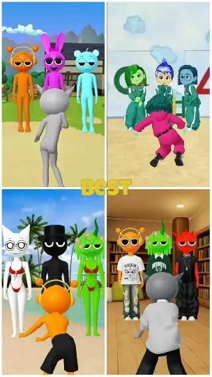 Colorful Cartoon Characters in Action